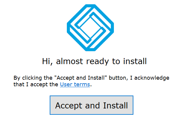 accept and install screen 