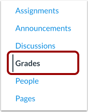 "Grades" item in the course menu
